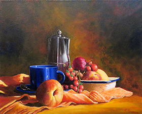 Still Life with Blue Cup & Saucer by Rodney Brown